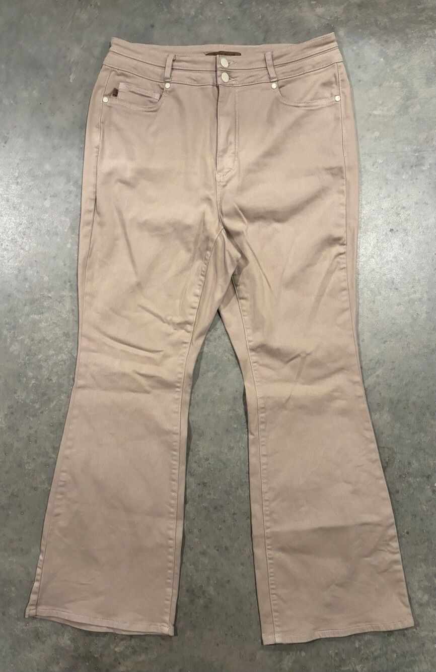 Judy Blue Flare Jeans Womens 14W Khaki Pants Garment Dyed High Rise Stretch